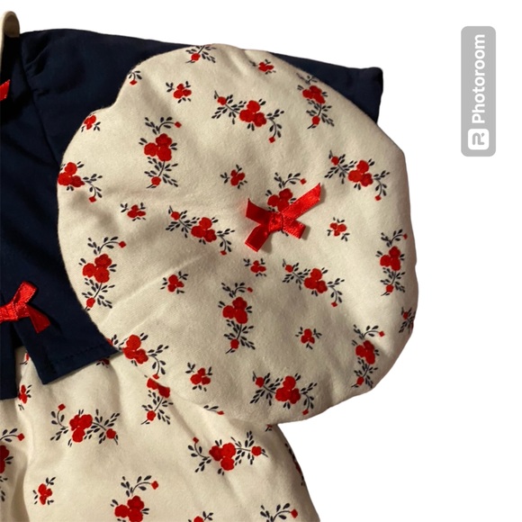 Vitamins Baby Kids Outfit One Piece Floral Jumpsuit Hat Beret Set Size 6/9 Bows - Picture 3 of 5